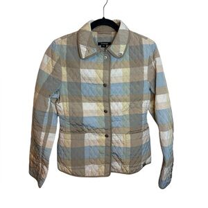 Leony Blue and Tan Quilted Lightweight Jacket